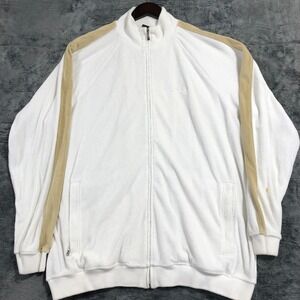 Sean John Track Jacket Mens XXL White Tan Velour Terry Zip Up Y2K Streetwear